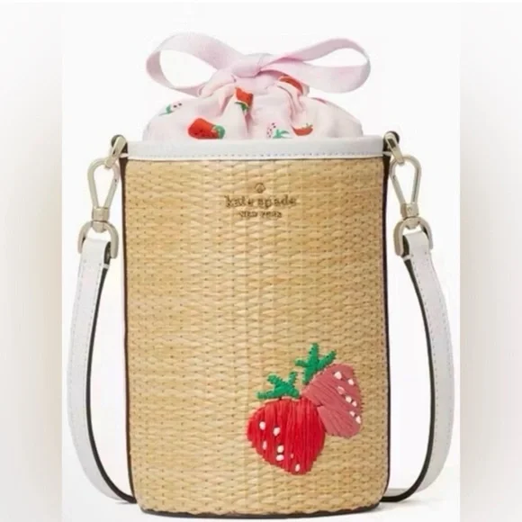 Kate Spade Strawberry Picnic Cylinder Crossbody Bucket Bag - Picture 1 of 6
